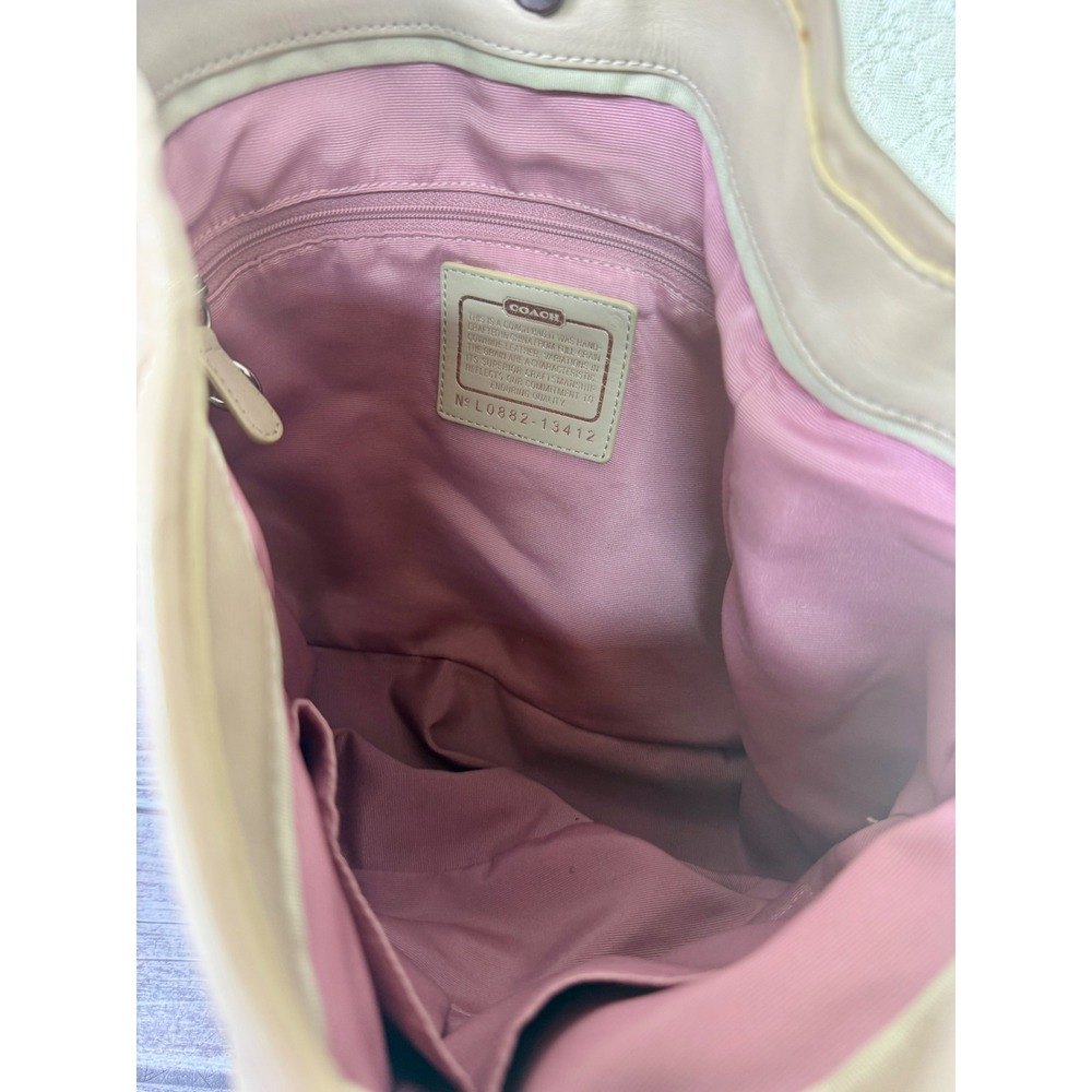 Coach Ergo Pleated Hobo Bag Tan Leather Shoulder Bag Pink Lining 13412 - Picture 15 of 15